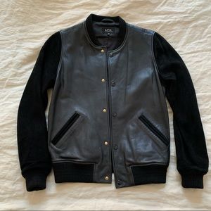 APC leather and suede bomber / baseball jacket